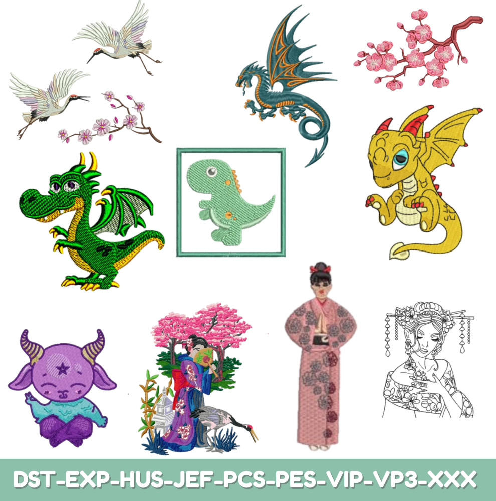 Asian & Dragon Embroidery Bundle
