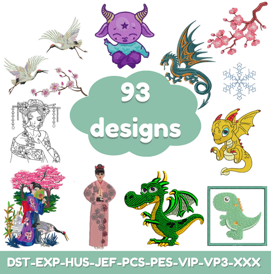 Asian & Dragon Embroidery Bundle