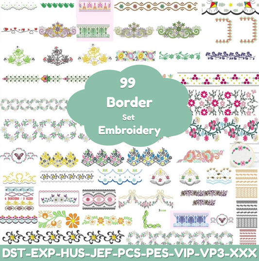 Elegant Floral Border Embroidery Bundle